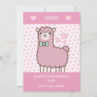 Joyeuse Saint-Valentin Mignon Lama Cœurs Rose Tend