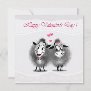 Cartes Pour Fêtes Annuelles Joyeuse Saint-Valentin Moutons Mignons Jolies Cart