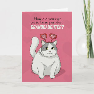 Cartes Pour Fêtes Annuelles Joyeuse Saint-Valentin Petite-Fille Chat Mignon 