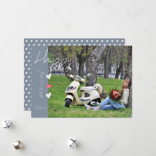 Cartes Pour Fêtes Annuelles Joyeuse Saint-Valentin Photo de script moderne (Devant/Arrière en situation)