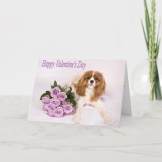Cartes Pour Fêtes Annuelles Joyeuse Saint-Valentin Roses Violettes & Chiot