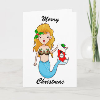 Cartes Pour Fêtes Annuelles Joyeuse Sirène Bleue De Noël Avec Stocker