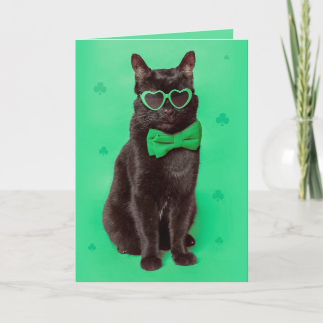 Cartes Pour Fêtes Annuelles Joyeuse St Patrick pour tout chat noir  (Devant)