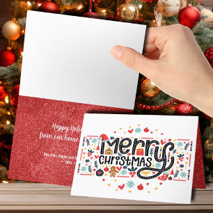 Cartes Pour Fêtes Annuelles Joyeuse typographie de Noël pliée