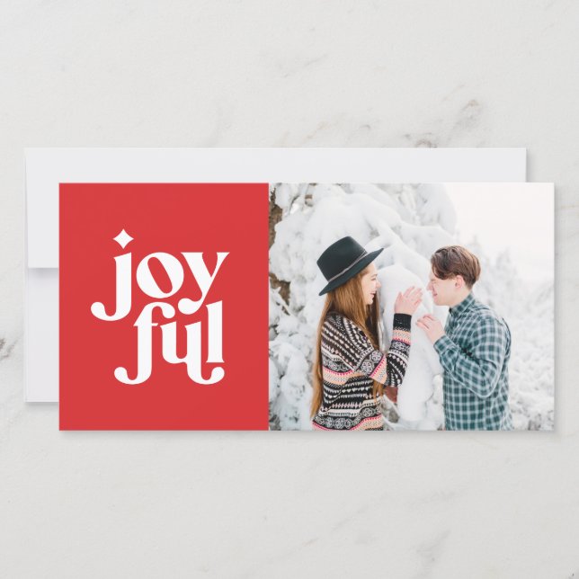 Cartes Pour Fêtes Annuelles Joyeuse typographie rouge moderne vacances photo (Devant)