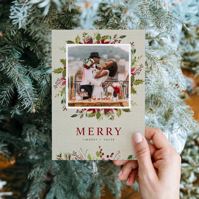 Cartes Pour Fêtes Annuelles Joyeuse verdure | Appartement photo Mariage (Créateur téléchargé)