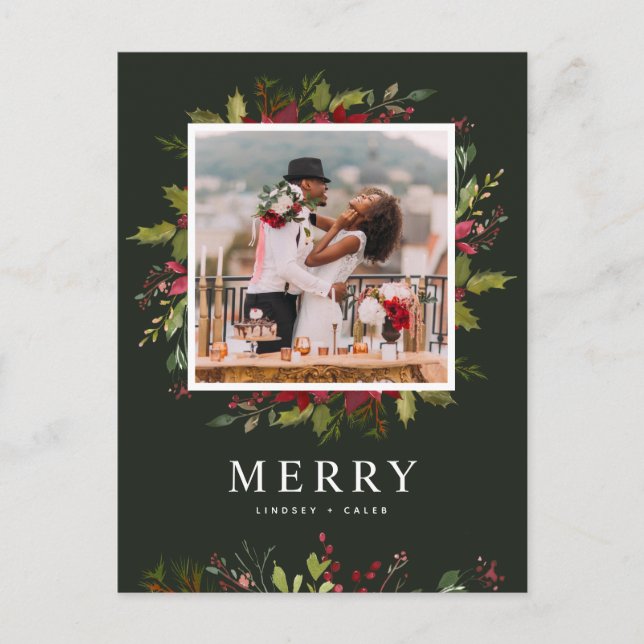 Cartes Pour Fêtes Annuelles Joyeuse verdure | Photo de couleurs modifiables (Devant)