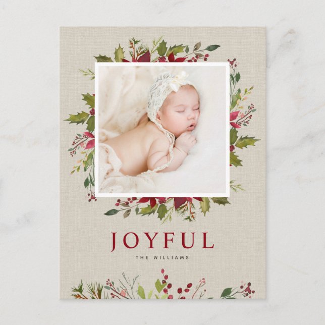 Cartes Pour Fêtes Annuelles Joyeuse verdure | Photo de Noël (Devant)