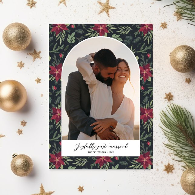 Cartes Pour Fêtes Annuelles Joyeusement marié Noël Photo Arc Floral (Créateur téléchargé)