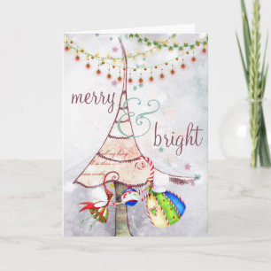 Cartes Pour Fêtes Annuelles Joyeuses et lumineuses vacances féeriques d'arbre
