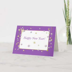 Cartes Pour Fêtes Annuelles Joyeuses étoiles du Nouvel An violet