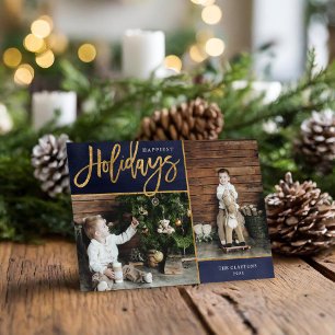 Cartes Pour Fêtes Annuelles Joyeuses Faux Gold Foil 2 Photo