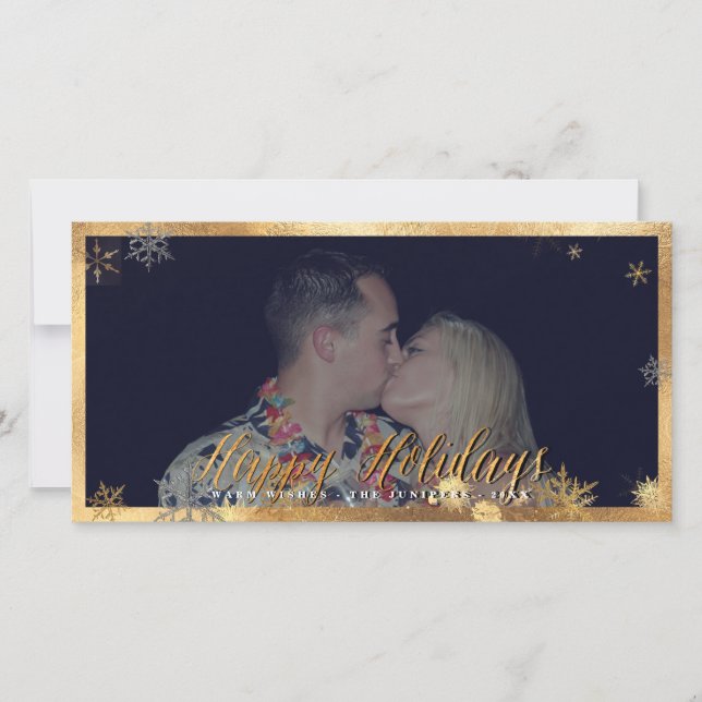 Cartes Pour Fêtes Annuelles Joyeuses Faux Gold Snowflakes (Devant)