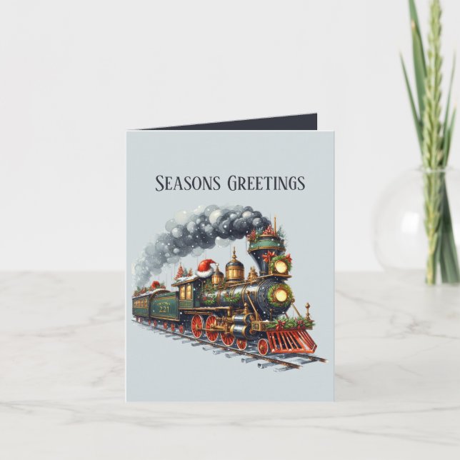 Cartes Pour Fêtes Annuelles Joyeuses Fêtes ajouter un message train de Noël (Devant)