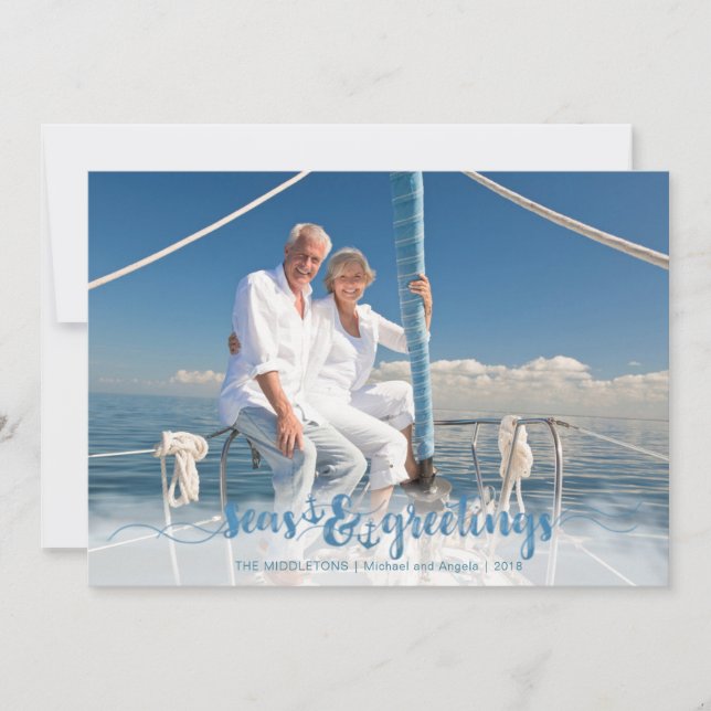 Cartes Pour Fêtes Annuelles Joyeuses Fêtes Ancres nautiques | Une photo (Devant)