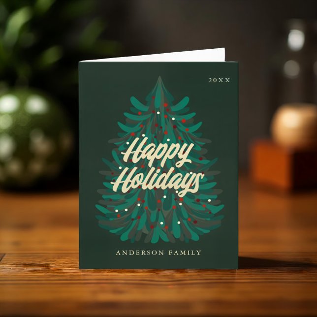 Cartes Pour Fêtes Annuelles Joyeuses Fêtes Arbre de Noël Moderne Élégant (Créateur téléchargé)