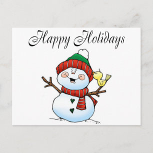 Cartes Pour Fêtes Annuelles Joyeuses Fêtes (Bonhomme de neige Birdy)