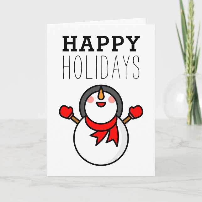 Cartes Pour Fêtes Annuelles Joyeuses Fêtes | Bonhomme de neige mignon (Devant)