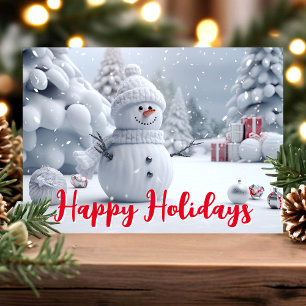 Cartes Pour Fêtes Annuelles Joyeuses Fêtes Bonhomme de Neige Scène Hivernale