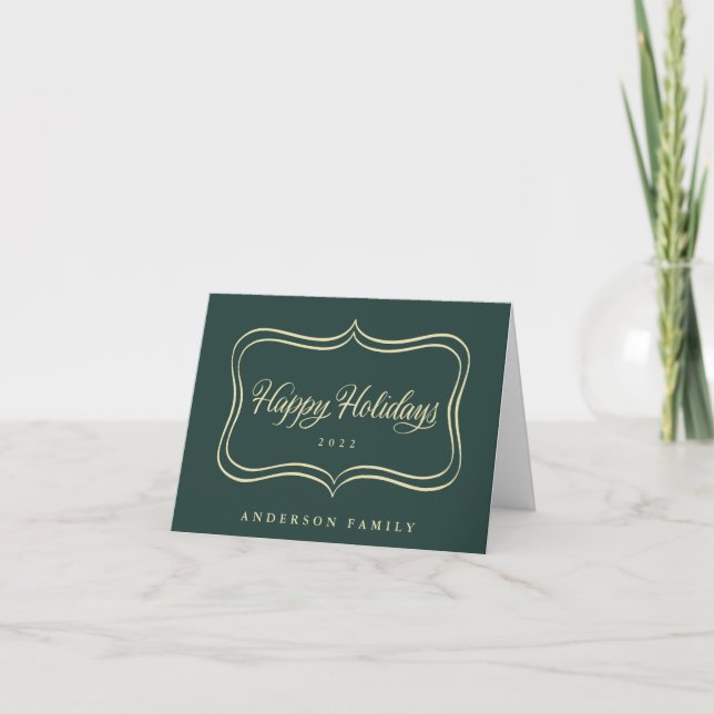 Cartes Pour Fêtes Annuelles Joyeuses Fêtes Cadre Doré Classique (Devant)