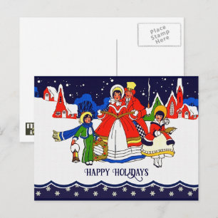 Cartes Pour Fêtes Annuelles Joyeuses fêtes. Caroleurs de Noël Vintage