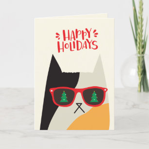 Cartes Pour Fêtes Annuelles Joyeuses fêtes ! Cartoon de chat Cute Père Noël -