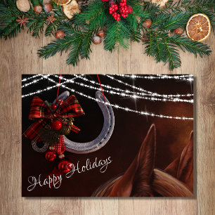 Cartes Pour Fêtes Annuelles Joyeuses fêtes Cheval et fer à cheval Noël