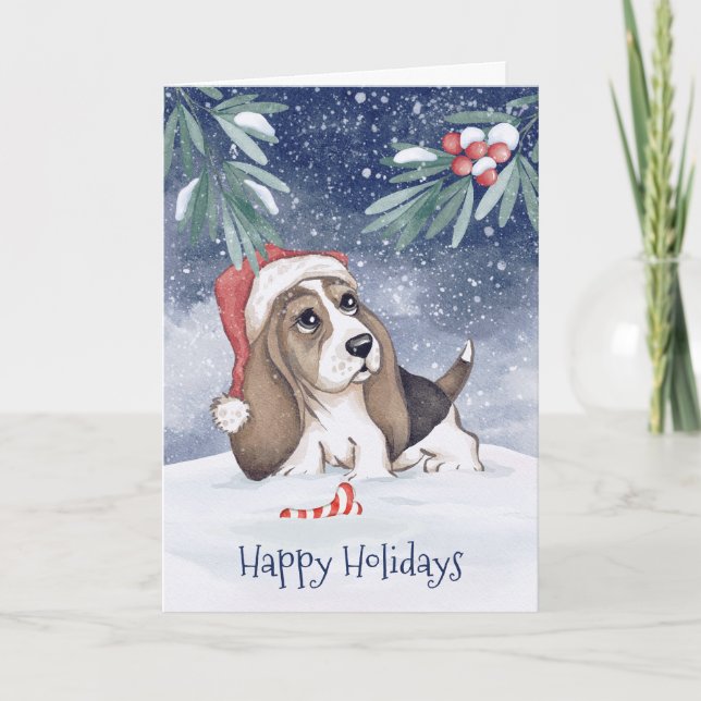 Cartes Pour Fêtes Annuelles Joyeuses Fêtes Chien de Saint-Hubert Vacances  (Devant)
