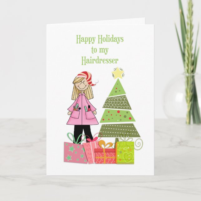 Cartes Pour Fêtes Annuelles Joyeuses fêtes, coiffeur (Devant)