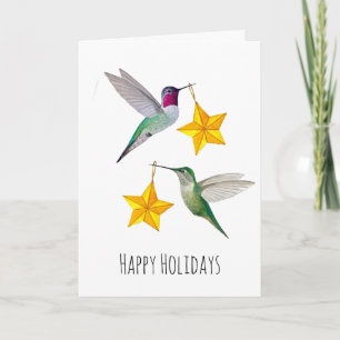 Cartes Pour Fêtes Annuelles Joyeuses Fêtes Colibris d'Anna et Étoiles 