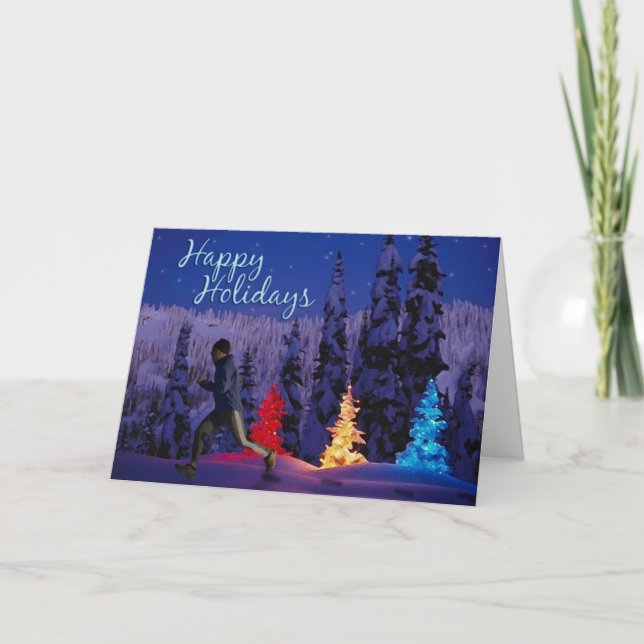Cartes Pour Fêtes Annuelles Joyeuses Fêtes - Coureur masculin (Devant)