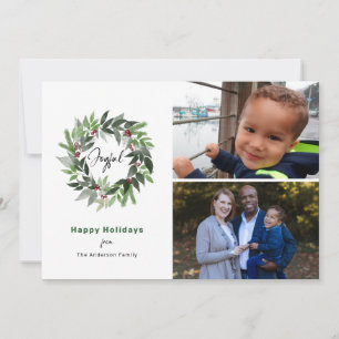 Cartes Pour Fêtes Annuelles Joyeuses Fêtes Couronne de Noël Joyeux 2 Photos