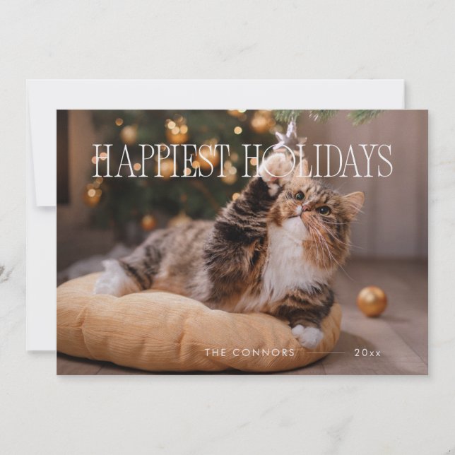 Cartes Pour Fêtes Annuelles Joyeuses fêtes Custom Christmas Chat mignonne (Devant)