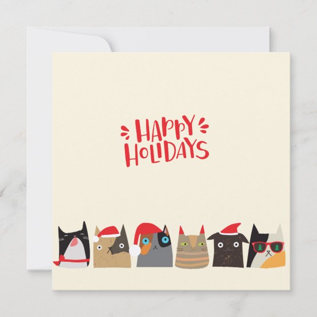 Cartes Pour Fêtes Annuelles Joyeuses fêtes ! Cute Père Noël Christmas Cats - K (Devant)
