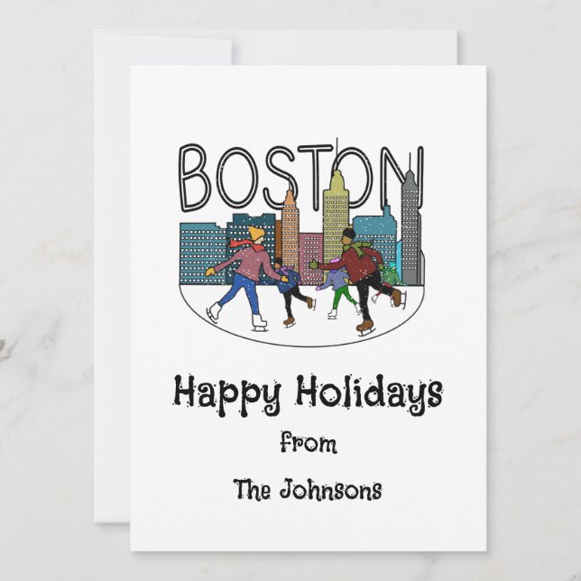 Cartes Pour Fêtes Annuelles Joyeuses Fêtes de Boston (Devant)