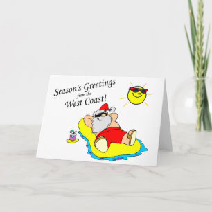 Cartes Pour Fêtes Annuelles Joyeuses Fêtes de la côte ouest Père Noël