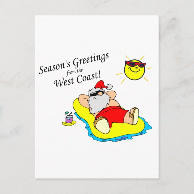 Cartes Pour Fêtes Annuelles Joyeuses Fêtes De La Côte Ouest Père Noël (Devant)