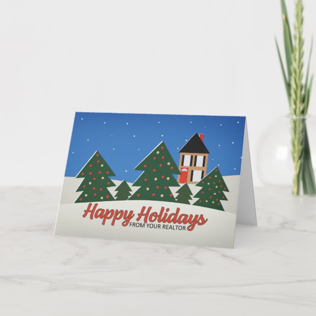 Cartes Pour Fêtes Annuelles Joyeuses Fêtes de la part du courtier immobilier (Devant)