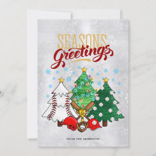 Cartes Pour Fêtes Annuelles Joyeuses Fêtes de l'arbre de Noël du baseball