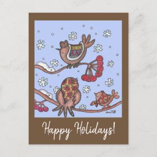 Cartes Pour Fêtes Annuelles Joyeuses Fêtes de Noël Oiseaux de l'art populaire 