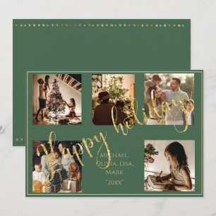 Cartes Pour Fêtes Annuelles Joyeuses Fêtes de Noël Photo Vert Or