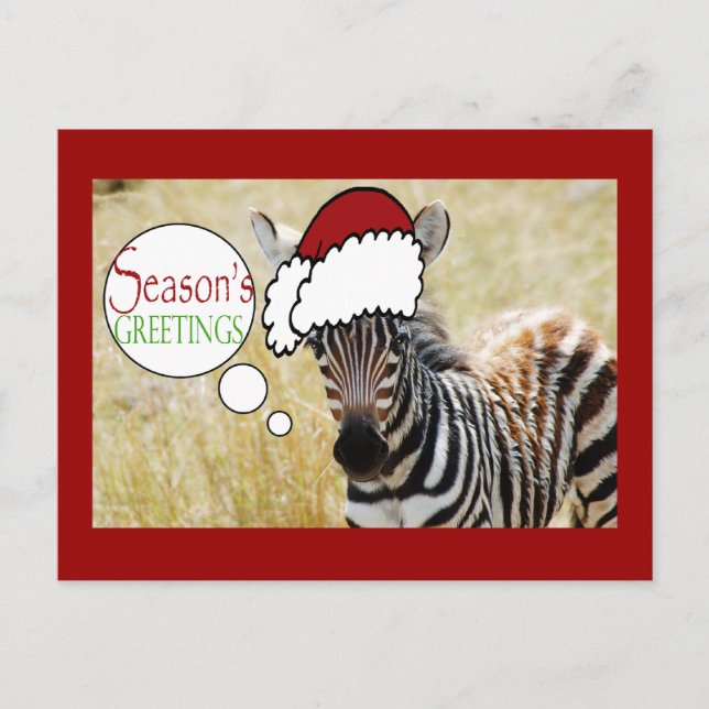 Cartes Pour Fêtes Annuelles Joyeuses Fêtes de Noël Zebra (Devant)