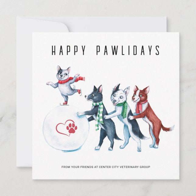 Cartes Pour Fêtes Annuelles Joyeuses fêtes de Pawlidays Vacances vétérinaires (Devant)