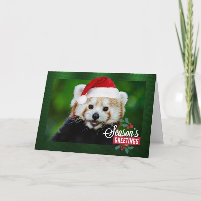 Cartes Pour Fêtes Annuelles Joyeuses Fêtes de Red Panda Père Noël (Devant)