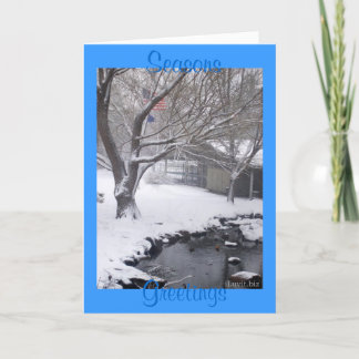 Cartes Pour Fêtes Annuelles JOYEUSES FÊTES - Drapeau américain, Scène d'hiver
