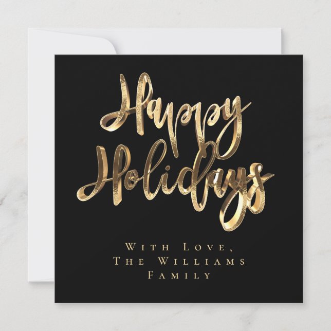 Cartes Pour Fêtes Annuelles Joyeuses fêtes Elégant Noir et Or Noël (Devant)