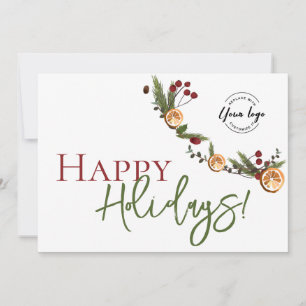 Cartes Pour Fêtes Annuelles Joyeuses fêtes feuille Oranges couronnes Logo pers