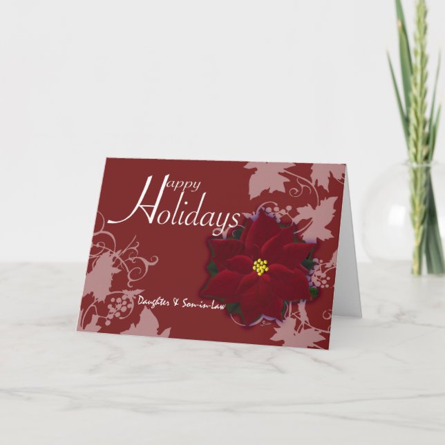 Cartes Pour Fêtes Annuelles Joyeuses fêtes Fille et son belle-famille Poinsett (Devant)