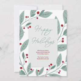Cartes Pour Fêtes Annuelles Joyeuses Fêtes Fleurie Verte Moderne