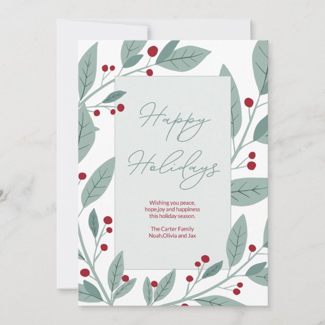 Cartes Pour Fêtes Annuelles Joyeuses Fêtes Florales Vertes Modernes (Devant)